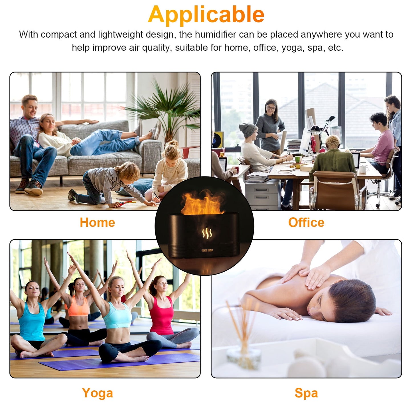 Transform Your Space with the 180ml Aromatherapy Essential Oil Humidifier - Cool Mist Diffuser with 7-Color LED Flame Effect for a Relaxing Atmosphere