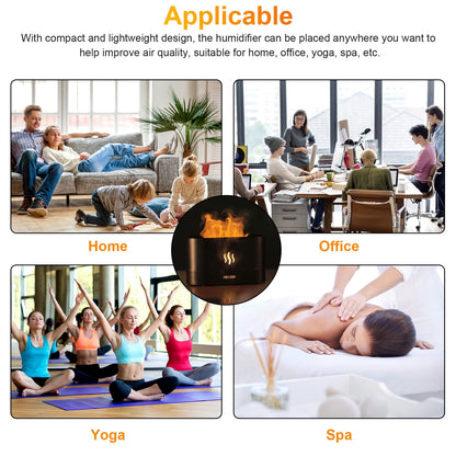 Transform Your Space with the 180ml Aromatherapy Essential Oil Humidifier - Cool Mist Diffuser with 7-Color LED Flame Effect for a Relaxing Atmosphere