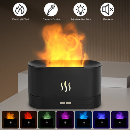 Transform Your Space with the 180ml Aromatherapy Essential Oil Humidifier - Cool Mist Diffuser with 7-Color LED Flame Effect for a Relaxing Atmosphere