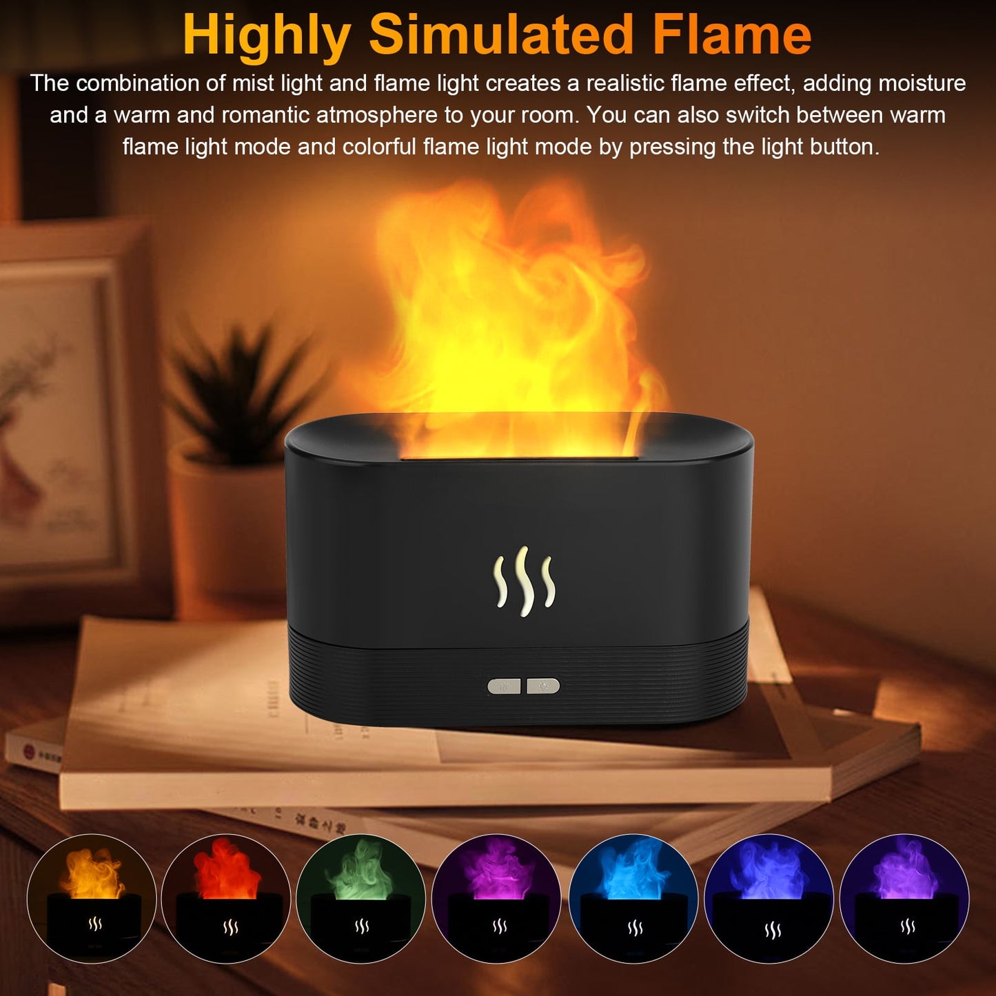 Transform Your Space with the 180ml Aromatherapy Essential Oil Humidifier - Cool Mist Diffuser with 7-Color LED Flame Effect for a Relaxing Atmosphere