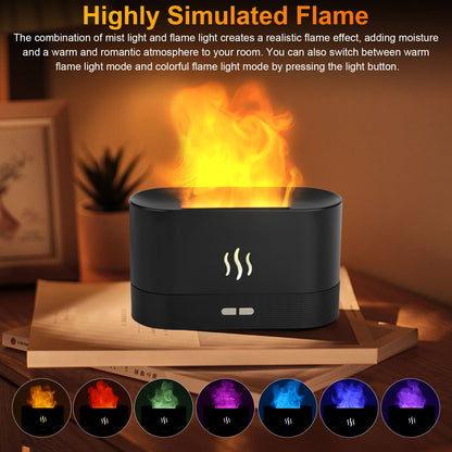 Transform Your Space with the 180ml Aromatherapy Essential Oil Humidifier - Cool Mist Diffuser with 7-Color LED Flame Effect for a Relaxing Atmosphere