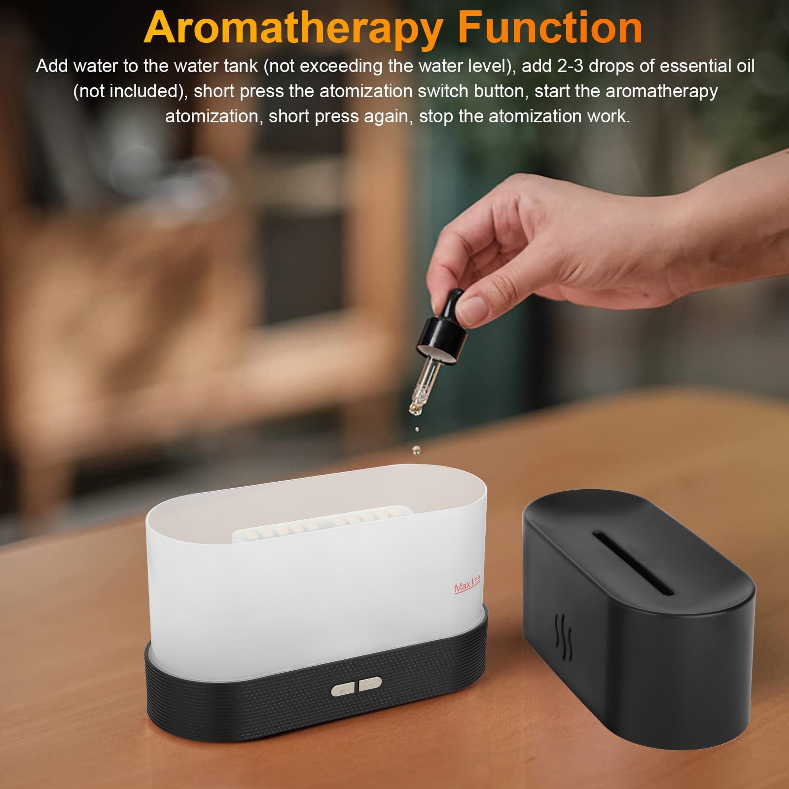 Transform Your Space with the 180ml Aromatherapy Essential Oil Humidifier - Cool Mist Diffuser with 7-Color LED Flame Effect for a Relaxing Atmosphere